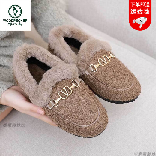 Woodpecker winter shoes women's beanie shoes plus velvet thickening women's winter outerwear two-padded shoes old Beijing cloth shoes women's warm furry shoes M06 plus velvet coffee color fat feet big 36 Woodpecker winter shoes women's beanie shoes plus velvet thickening women's winter outerwear two-padded shoes old Beijing cloth shoes women's warm furry shoes M06 plus velvet coffee color fat feet big 36
