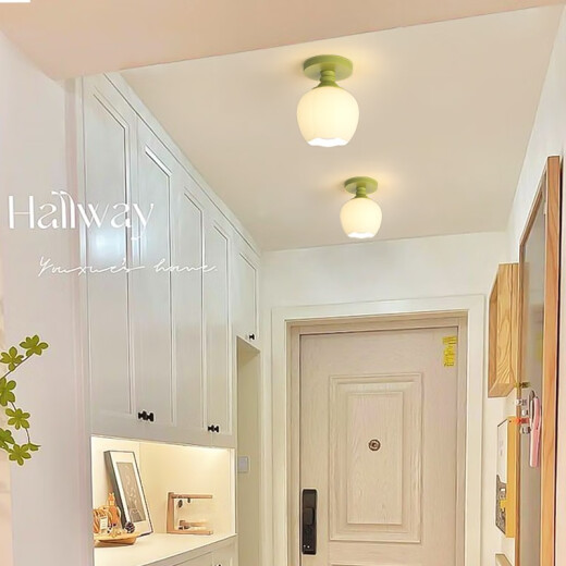 Op lamps aisle light corridor light French pastoral lily of the valley flower entry entrance light cream style balcony cloakroom ceiling light green 15CM-warm light