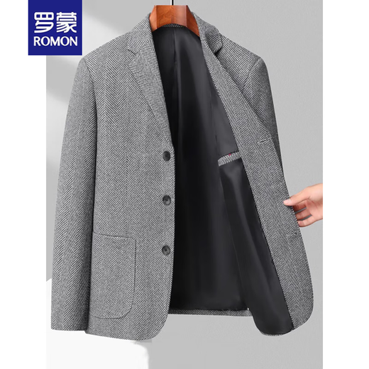 Romon New Fashion Suit Jacket Men Autumn and Winter Media-Eding Casual Traje pequeño Traje de lana Jacket Men Gray [Venta caliente] XL [135-150Jin [Jin equivale a 0.5 kg]]