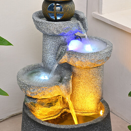 奈源庭院花园假山流水喷泉摆件循环水落地中式田园玄关阳台养鱼池造景 6627【40*42*73】