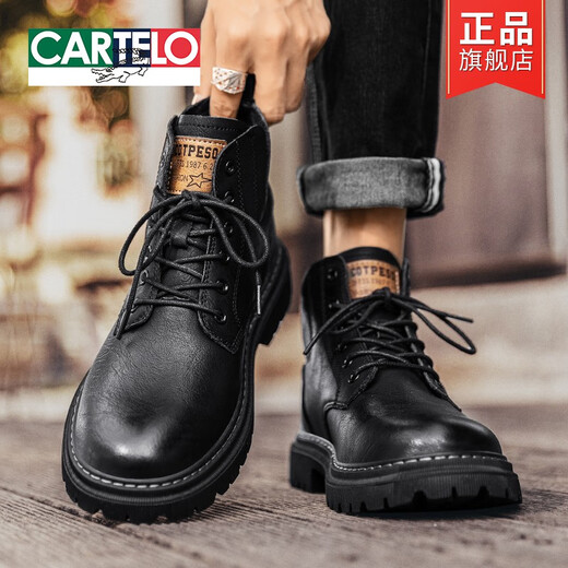 Cartelo Martin Boots Herren Frühling und Herbst 2025 Neue Retro Leder Britische Stiefel Stiefel hohe Top Lederschuhe mit mittlerer Top Kurzstiefel braun 40