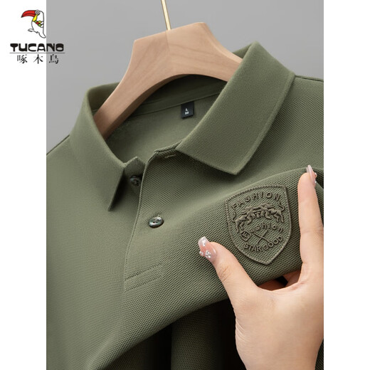 啄木鸟（TUCANO）夏季男士短袖t恤高端刺绣翻领POLO.衫重磅半袖上衣男 9901款-橘色 L 建议110-130斤