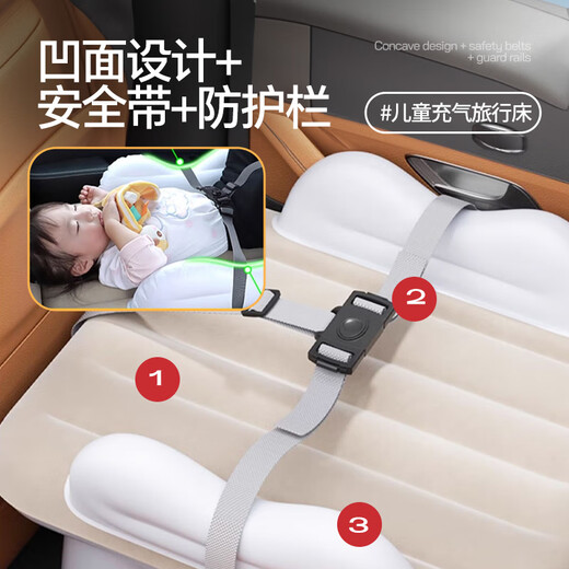 Mengxuan car baby bed, children's high-speed rail sleeping artifact, car back seat inflatable mattress, portable travel with baby in the back seat [multi-protection luxury model] comes with a full set of accessories, foldable inflatable mat on the baby's car for trains and airplanes