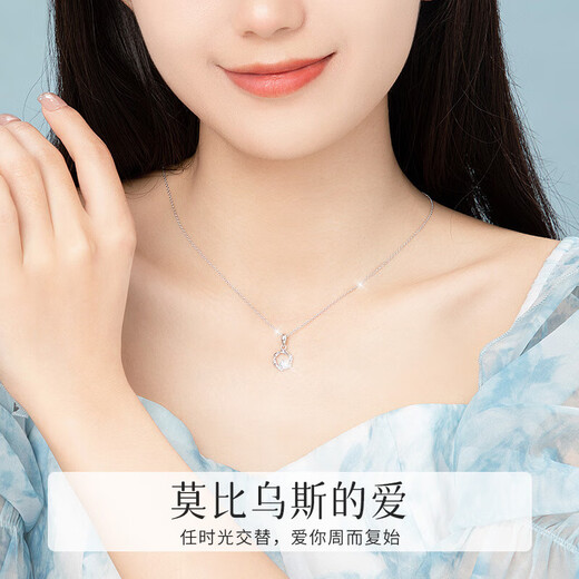 Farcoko brand pt950 platinum necklace women's platinum clavicle chain fashion jewelry Valentine's Day birthday gift for girlfriend pt950 platinum necklace + Möbius strip pendant - exquisite high-end gift box