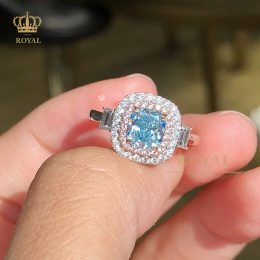 ROYALPICK blue-green diamond ring 1.11CT women's ring diamond ring 18k gold engagement wedding gift to girlfriend and wife birthday gift