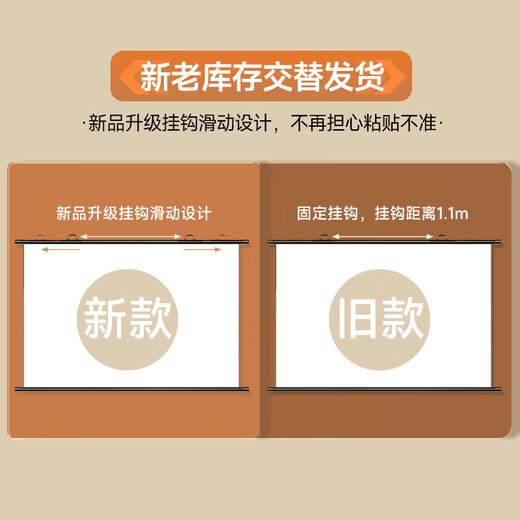 Wuyin Bildprojektor-Leinwand, 84 Zoll, 16 9, Wandmontage, 3D HD, stanzfreie Projektionswand, geeignet für XGIMI Nuts Xiaomi Epson Projektor A8889