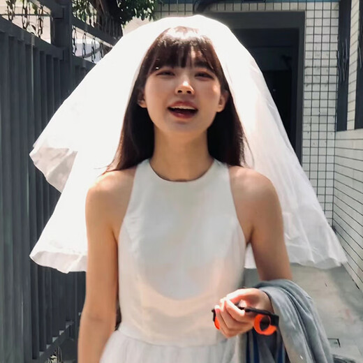 Jingli Jingda veil and marriage marriage bride headdress photo confession registration puffy yarn decoration white veil children's veil proposal veil - hairpin style