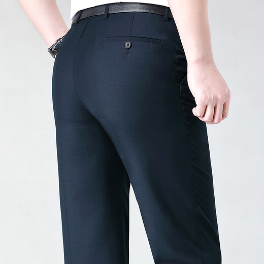 Pantalones de alta gama Charides Summer del verano delgado de la piel delgado cero de los hombres ropa de negocio formal de la piel y respirable Líder casual del trabajo del trabajo Men 983 gris claro [Versión suelta plisada] 32 2 pies 5