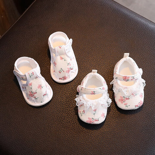 兔兔大文婴幼儿鞋子0-1岁春秋季学步鞋6-12个月女宝宝公主软底棉单步前鞋 山茶花单鞋 1双 均码 内长13cm（建议10-13个月）