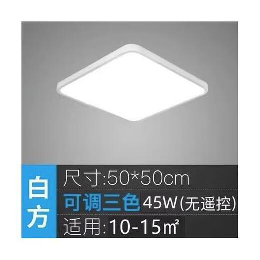 NVC Lighting 2024 New Full Spectrum Eye Protection LED Ceiling Lamp Living Room Lamp Rectangular Modern Simple Bedroom Local White 50*50 Full Spectrum Three Colors 45W