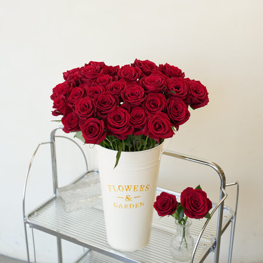Jingdong Flowers Roses Red Roses 10 Ruyi Base Fresh-cut Flowers Water-raised Flower Arrangements Life Bouquets Gifts Straight from the Source