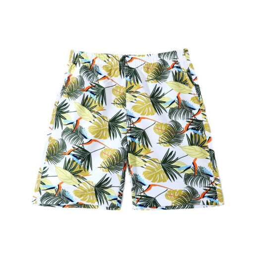 Youyou beach pants men's five-point swimming trunks men's anti-embarrassment shorts can be entered into the water loose style hot spring seaside beach yellow leaves L
