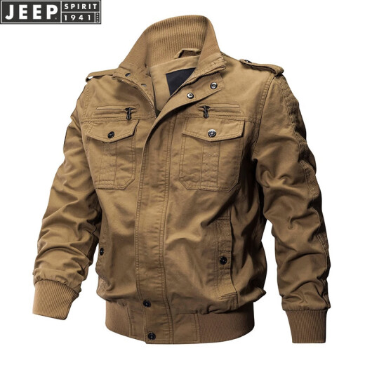 吉普（JEEP） 2025休闲百搭秋冬季男士工装夹克飞行员外套户外大码水洗立领肩 9930军绿色 薄款 XL 135-150斤 建议