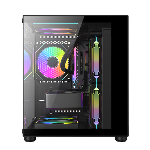 EVESKY Sea View Room MINI Panoramic Edition Chassis Computer Case Column-free Desktop Host M-ATX Motherboard White Side Transparent 240 Water Cooling Game Case Non-Blizzard S920 Sea View Room Panoramic Edition - Black Supports Small and Medium Motherboards/240 Water Cooling
