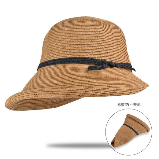 Somubay Hepburn Style Sonnenschild Strohhut Frauen Retro faltbare Topfhut Fischer Hut
