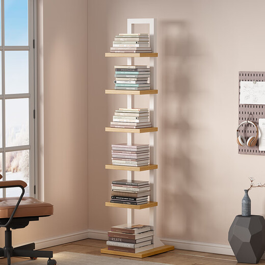Anya invisible bookshelf floor-to-ceiling wall-mounted living room corner shelf sandwich small narrow book storage rack 6 layers
