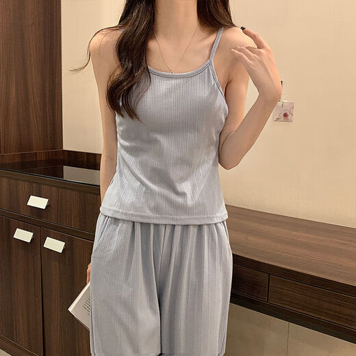 
Catman four-season pajamas for women pure cotton 2025 new pure and sweet style with chest pad simple blue three-piece set 831 apricot color with chest pad removable L Recommended 95-110Jin [Jin equals 0.5 kg]