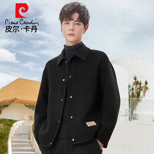 Pier Cardin casual wool wool men's jacket spring and autumn high-end short double-sided wool men's top Khaki M 170