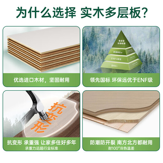 Rabbit Easy to Decorate Customized ENF Multilayer Solid Wood Integrated Wardrobe Bedroom Walk-in Cabinet Door Wardrobe Cabinet ENF Grade Solid Wood Multilayer Board (Consult Customer Service)