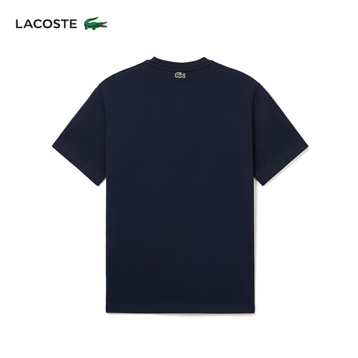 LACOSTE French crocodile men's simple casual solid color round neck short-sleeved T-shirt | TH3838 166/Navy Blue M 4 175
