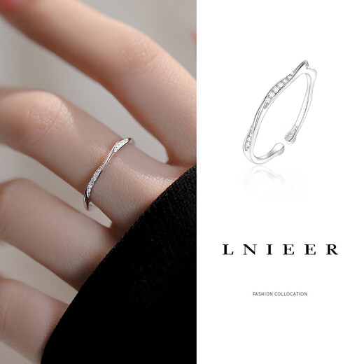 Lnieer925 silver Möbius ring girls niche design ins simple plain ring index finger ring adjustable ring S925 silver Möbius ring