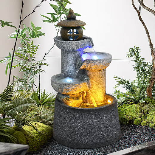 奈源庭院花园假山流水喷泉摆件循环水落地中式田园玄关阳台养鱼池造景 6627【40*42*73】
