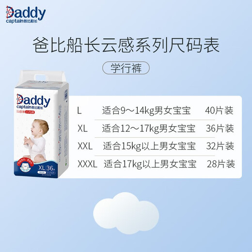 Daddy Captain (Daddy Captain) Windeln Pull Hosen Neugeborenes Baby Daddy Captain Windel Ultra-dünner Kleinkindhosen Anti-Counterfiting XL Pull Hosen 36 Stücke + 2 Stück (neu) Papa Captain Cloud Feeling 1 Pack (Cloud Warehouse Straight Hair)