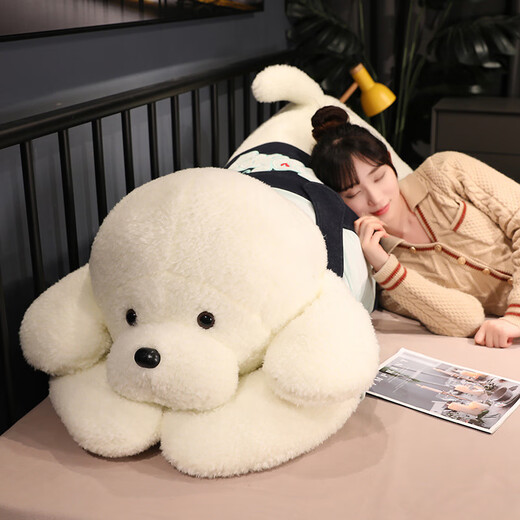 达威奇泰迪狗毛绒玩具睡觉抱枕女生趴趴狗公仔大型玩偶小白狗布娃娃仿真 白色baby趴趴狗  80厘米【精心挑选+亲肤舒适】