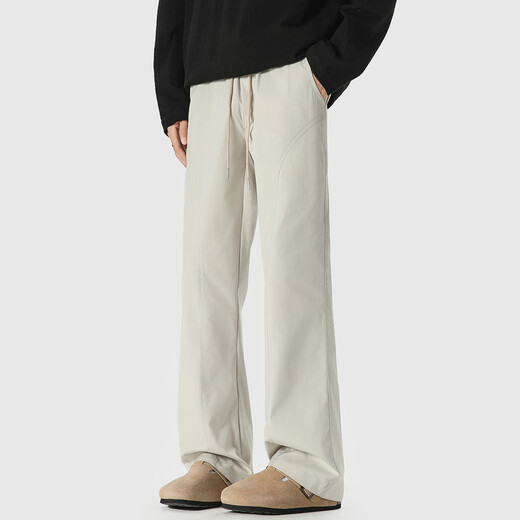 
FOG SKY casual pants for men's autumn drooping and slightly flared pants for trendy loose American diagonal pants for men's wide-leg outdoor straight pants YY-1105 m white regular S (recommended 95-105Jin [Jin equals 0.5 kg])