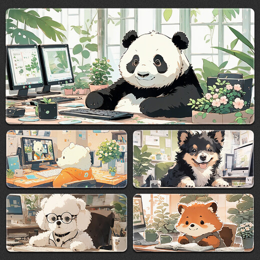 三色猫鼠标垫超大女生办公猫狗可爱卡通搞怪简约宿舍文字电脑键盘书桌垫笔记本学习垫手绘定制防滑厚锁边 12154仙女白猫 60厘米x30厘米x2毫米