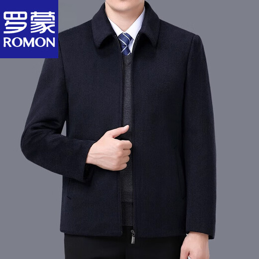 ROMON double-sided cashmere jacket men's autumn and winter middle-aged men's wool woolen coat dad's coat short high-end black/style regular 165/84A