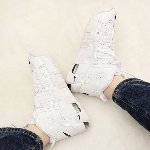 Nike (NIKE) offizielle Damenschuhe Pippen Big Air schwarz und weiß trendige Retro-Sportschuhe Basketballschuhe DH9719-100 weiß/kleiner blauer Haken 37,5