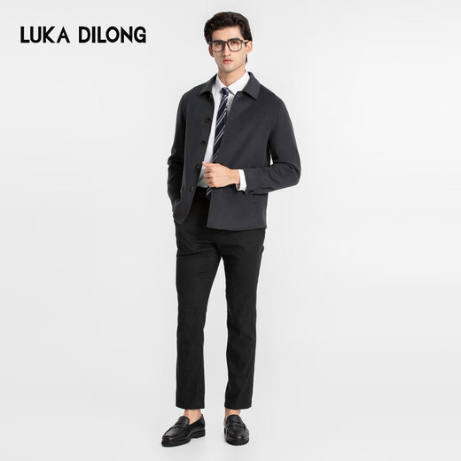 Luca Dilon 100% Sheep Autumn and Winter Wool Jacket Double-sided Nylon Warm Casual Versatile Jacket Dark Blue L 50