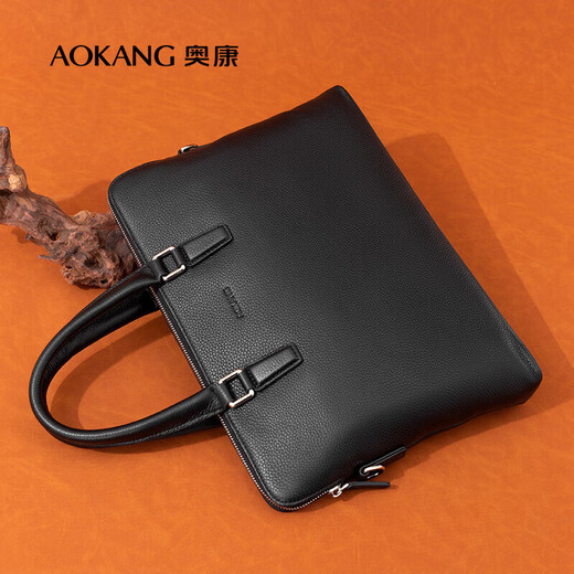 Aokang men's business portable briefcase first-layer cowhide shoulder cross-body computer bag birthday gift for boyfriend and husband