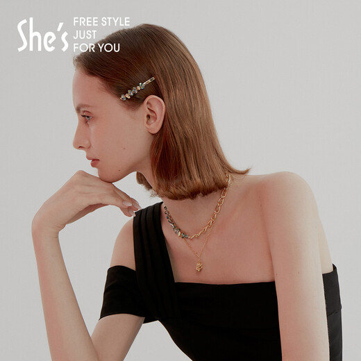 She s Akiko Crystal Guardian Craft Crystal Bangs Side Clip Top Clip Hairpin Side Clip Hairpin Headwear Birthday Gift for Women Symphony Green D0