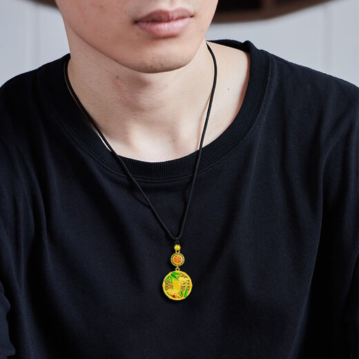 蔡艺匠足银艺品古法花丝节节攀高珐琅彩吊坠银镀金项链情人节送女友 5GP1278