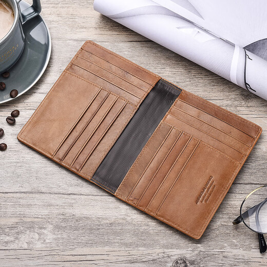 Mingmen Junyue Passeport Sac de rangement portable Cowe Retro Carte d'embarquement Clip Passeport Case de passeport Portefeuille 905 # Brown