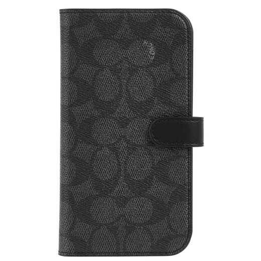 Coach 蔻驰钱包对开式 iPhone 15 Pro Max 手机壳 兼容 MagSafe - 标志性炭黑色