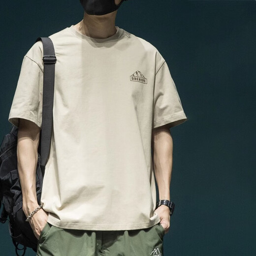 Baumwoll kurzärmeligte T-Shirt für Männer, die große halbe Ärmeln T-Shirt American High Street gedrucktes Kurzärärt-T-Shirt für Männer T1506 Dunkelgrün M.