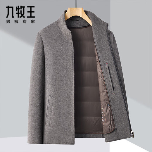 Jiumuwang double-sided wool coat for middle-aged men in winter woolen woolen stand-up collar jacket dad wear removable liner top 11603 camel (removable liner) M 170/48