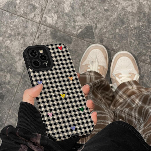 Shuncan gilt für Apple 15 iPhone14 Phone Case 13 12 Pro Max iPhone15 Neues Modell 11 XSMAX Vertikale Balken P3271 Schwarz -Weiß -Plaid -Farbe Love iPhone15