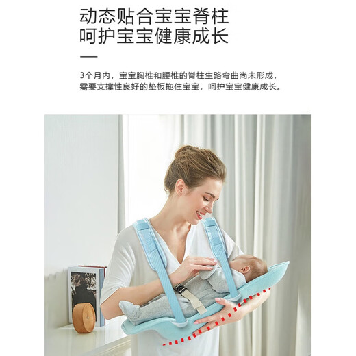 博比龙德国新生儿背带横抱娃神器前抱式小月龄宝宝0-3月婴儿抱抱托外出 经典款【蓝色】