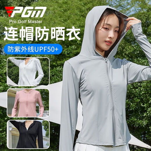 PGM Golf Vêtements de protection solaire pour la protection solaire Sports d'été Protection UV Upf50 + Veste à capuche légère YF687-PEARL Black