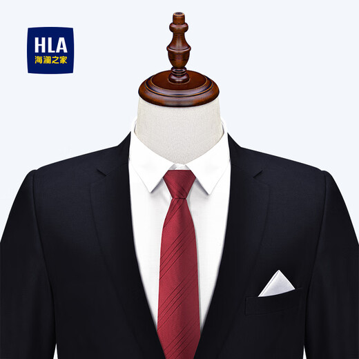 
HLA HaiLan Home Tie Silk Zipper No-Test Men's New Red Marriage HXALDM0ACKM146 RR Red 488cm