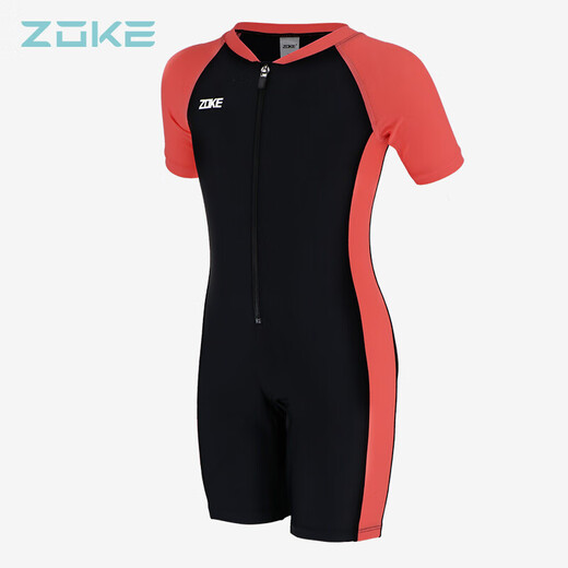 Zoke (Zoke) Children's Swimsuit, the male and female children's flat -sleeved short -sleeved swimsuit 115604419 black/fluorescent red 12