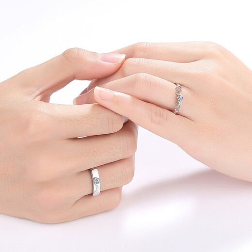 MZMZ Platinum Moissanite Angel Wings Couple Ring Platinum Pair of Rings Birthday Anniversary Gift for Girlfriend Light Luxury Style-Angel Wings Pair of Rings