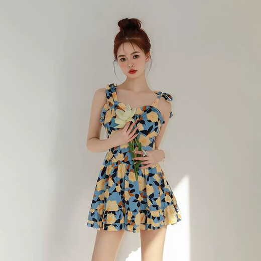 Yu Zhaolin swimsuit female one-piece hot spring conservative Internet celebrity style slightly fat girl covering flesh seaside beach vacation swimsuit