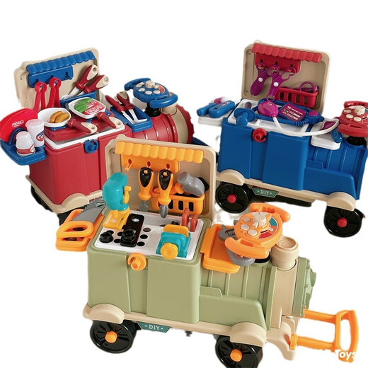 Yunya Children's House Playing Kitchen Cooking Set Can Riding Sliding Train Deformed Storage Boy and Girls' Birthday Gifts [Doctor's Model] Three-in-one Multi-functional Train