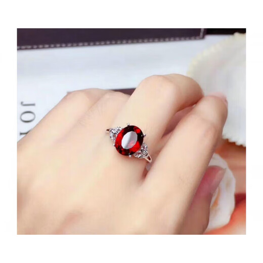 Yuzawa natural garnet ring for women 925 silver plated 18K rose gold personalized simple wine ruby ring gift for women white 925 silver plated platinum + identification certificate opening adjustable
