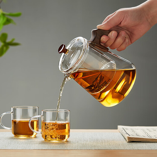 Mesni thickened glass teapot teapot heat-resistant glass teapot wooden handle teapot Kung Fu tea set